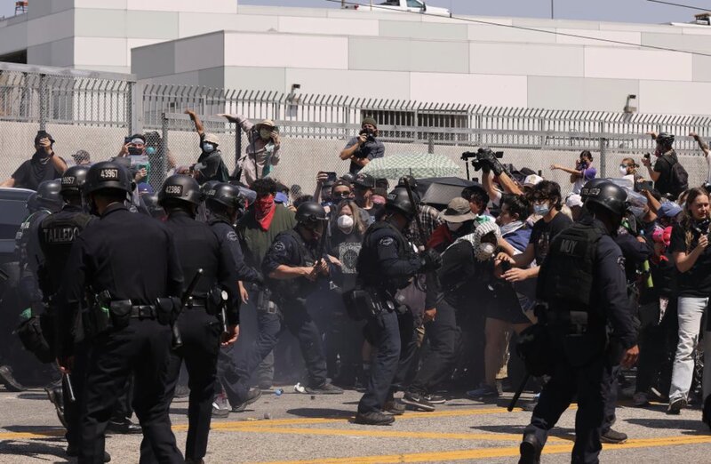 La protesta en Los Angeles, EE. UU. Foto: Xinhua