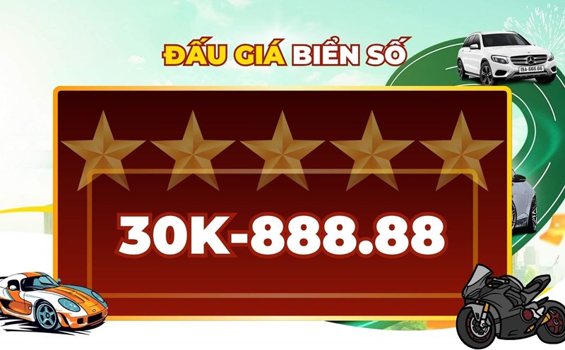 License plate 30K-888.88 officially available in the auction on June 11