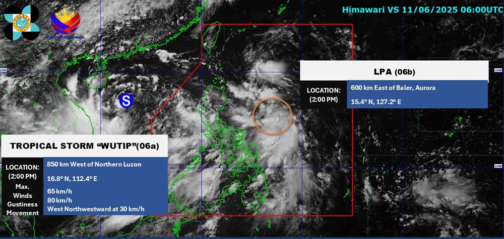 Ap thap moi hinh thanh gan Bien Dong ngay khi bao so 1 WUTIP dang tiep tuc manh len tren Bien Dong. Anh: Pagasa