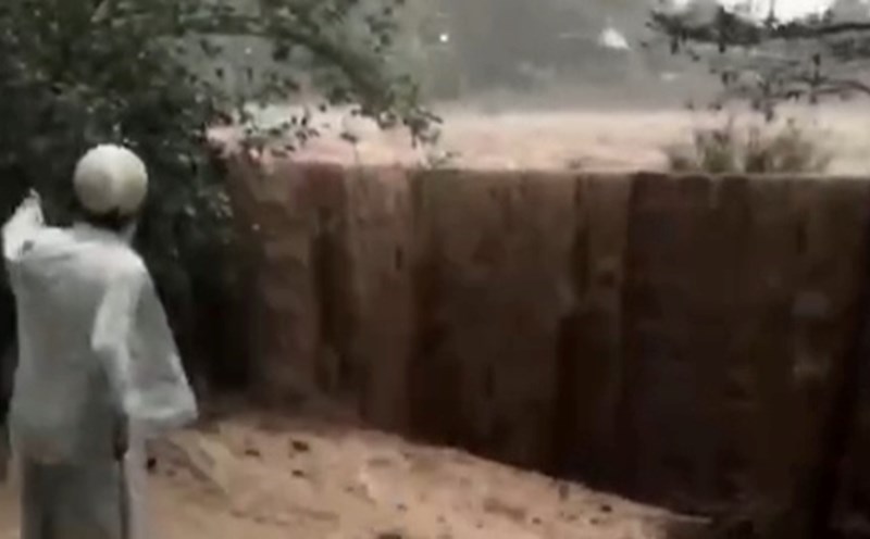 mud, sand and gravel flooded into residential areas after heavy rain.