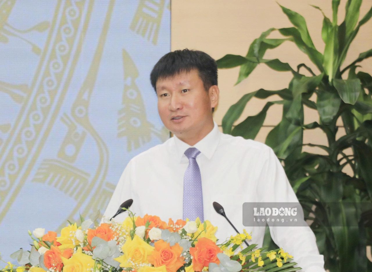 Ong Tran Huy Tuan - Bi thu Tinh uy Yen Bai phat bieu tai hoi nghi. Anh: Van Duc.