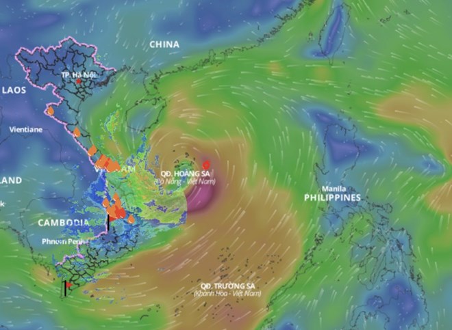 Updated location of storm No. 1 at 12:00 on June 11. Source: Vietnam Disaster Monitoring System
