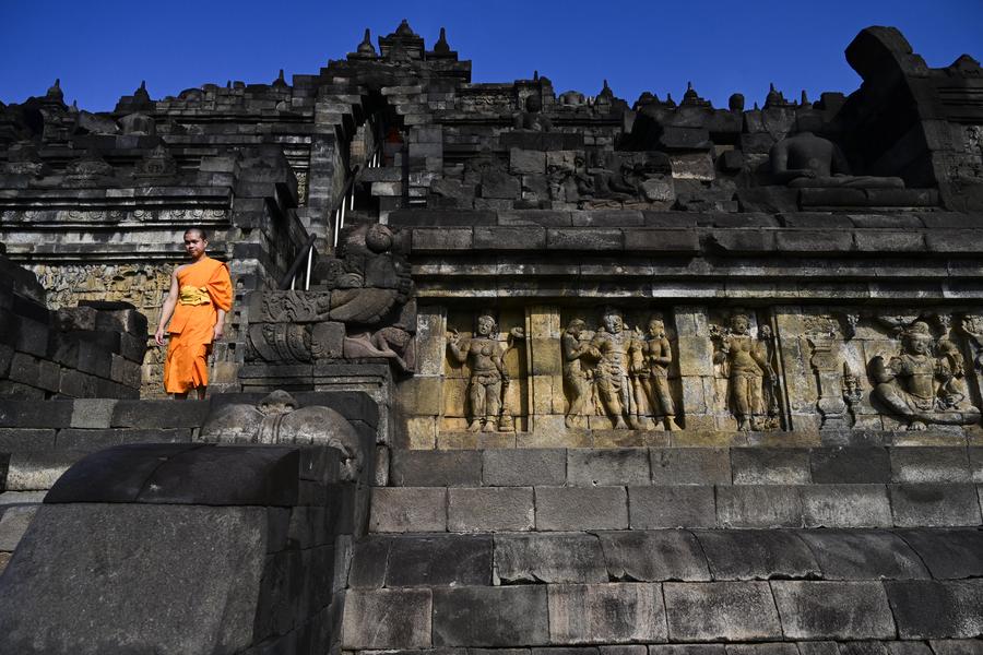 The scenery of Borobudur Temple, a UNESCO World Heritage Site, a tourist destination in Magelang, Indonesia. Photo: Xinhua