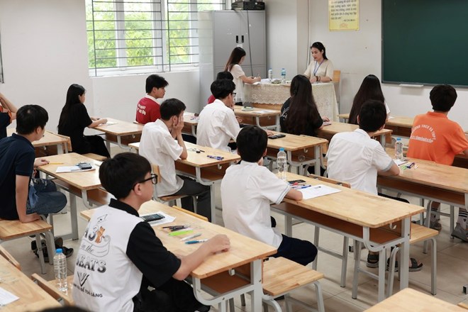 Los estudiantes participaron en el examen de ingreso de decimo grado en Hanoi en 2025. Foto: Hai Nguyen