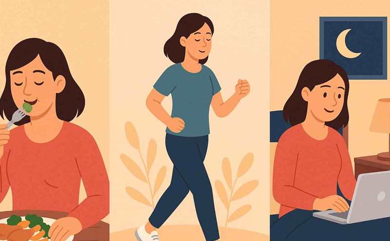 Small evening habits can help you maintain stable blood sugar while sleeping. Graphic photo: Hoang Loc