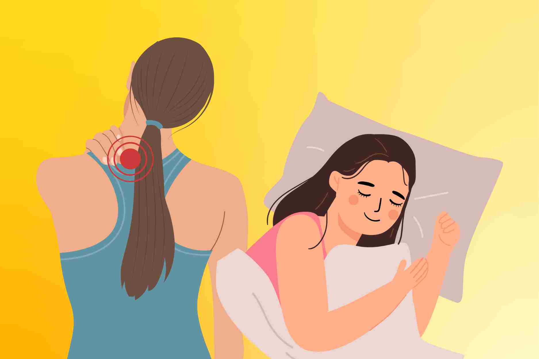 Instructions on the best way to sleep for people with neck pain. Graphics: Dinh Dinh