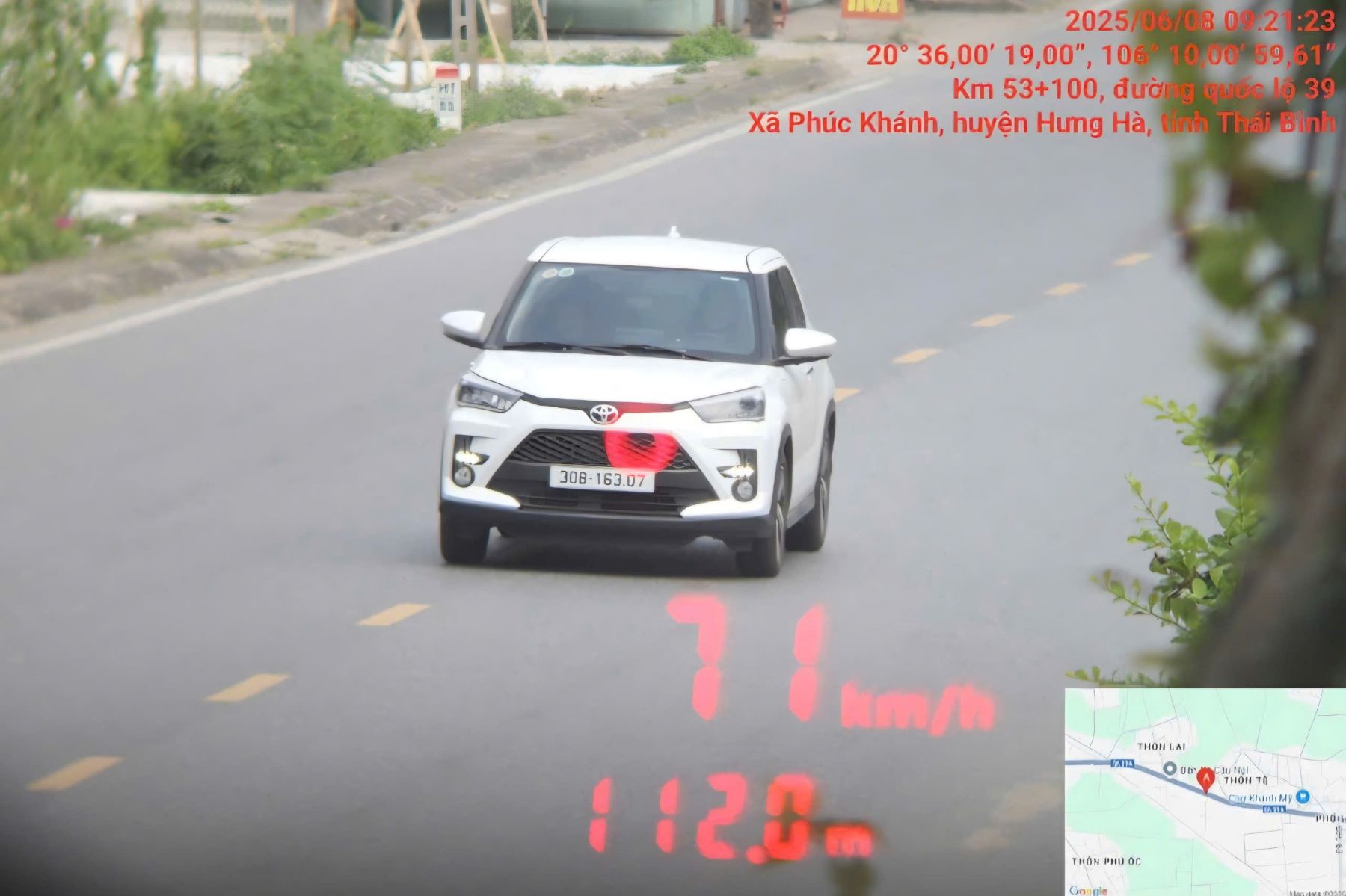 Imagenes de vehiculos que violan la velocidad mas alla de la velocidad. Fuente: Departamento de Policia de Trafico - Departamento de Policia de Thai Binh