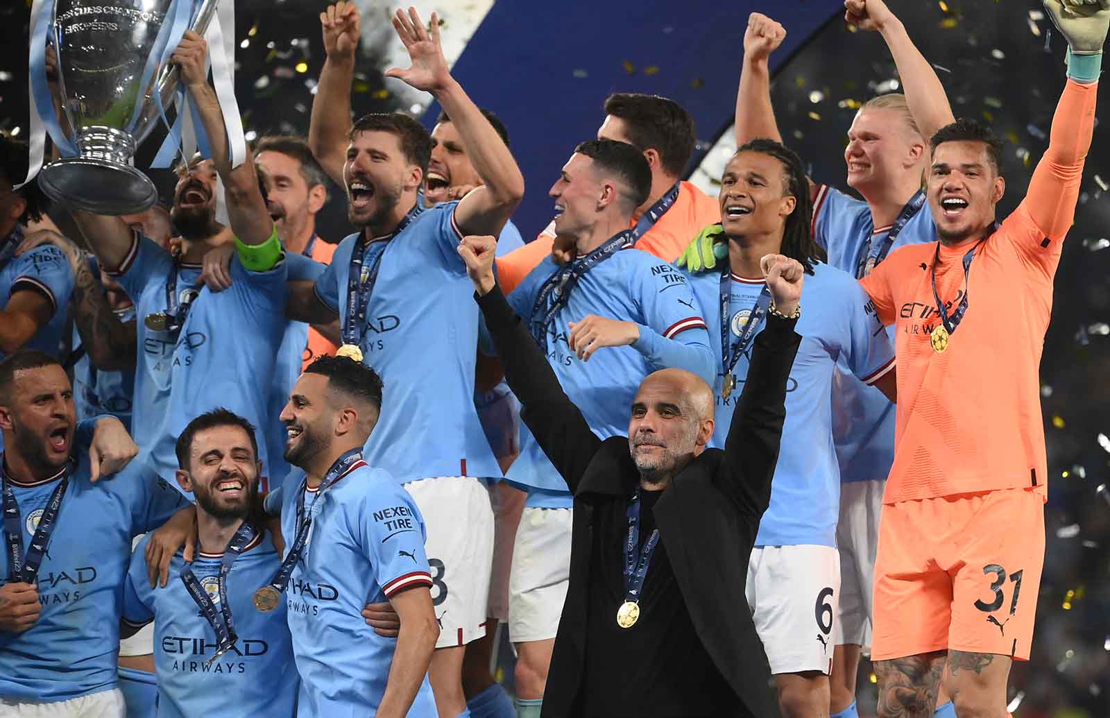 The he Pep Guardiola xay dung tai Man City da co thoi diem thong tri hoan toan bong da chau Au. Anh: AFP