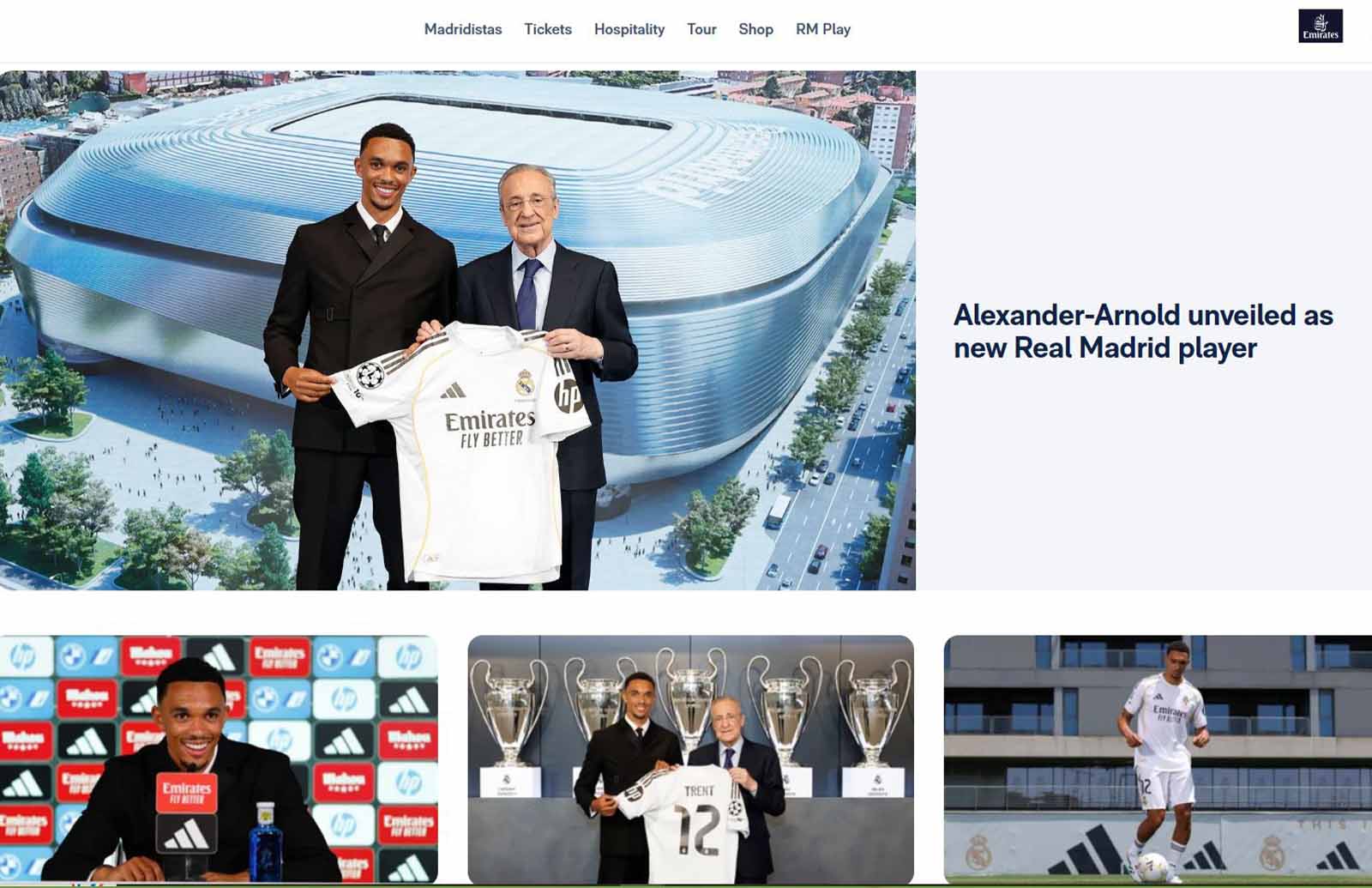 La informacion sobre Trent Alexander-Arnold inundo la pagina de inicio del Real Madrid