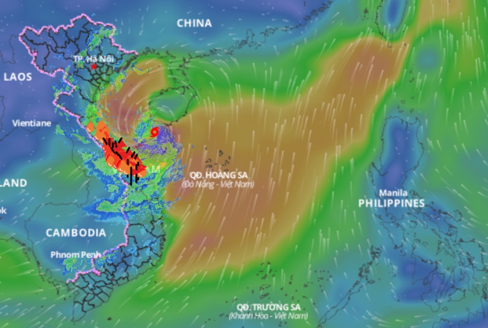 Actualice la posicion de la tormenta No. 1 a las 5 en punto el 13 de junio. Fuente: Sistema de monitoreo de desastres naturales de Vietnam