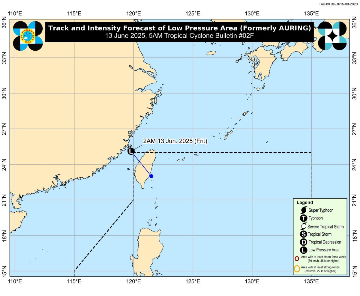 Vi tri cua ap thap hoi 2h ngay 13.6.2025. Anh: PAGASA
