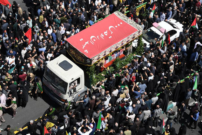 Funeral scene of 7 Iranian citizens killed in an Israeli attack on an Iranian consulate in Syria, April 5, 2024. Photo: Xinhua