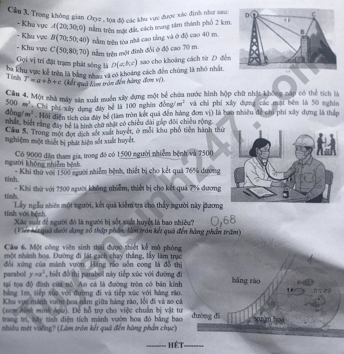 De thi thu tot nghiep THPT nam 2025 mon Toan - Truong THPT Nguyen Hue. Anh: Tuyensinh247