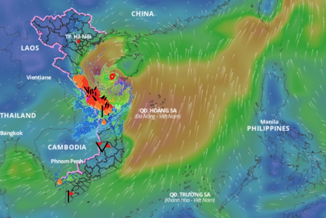 Actualice la posicion de la tormenta No. 1 a las 11 en punto el 13 de junio. Fuente: Sistema de monitoreo de desastres naturales de Vietnam