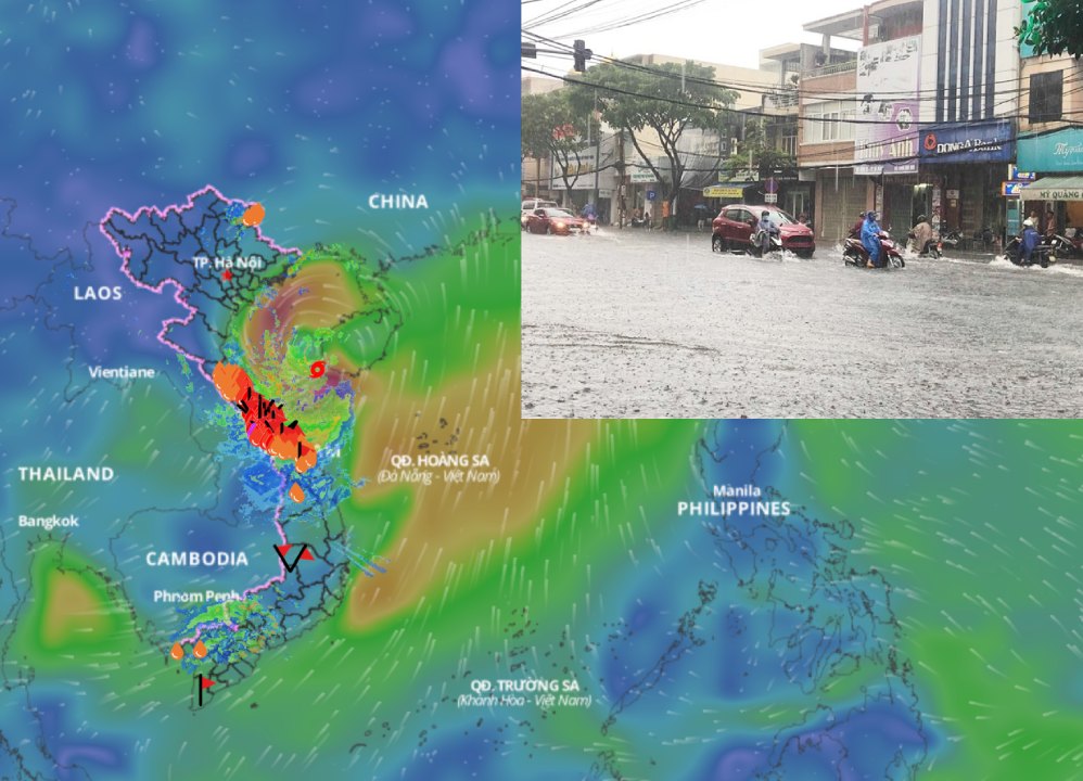 Es probable que Storm No. 1 continue causando fuertes lluvias en el centro de Vietnam por la tarde y esta noche 13.6. Fuente: Sistema de monitoreo de desastres naturales de Vietnam: un