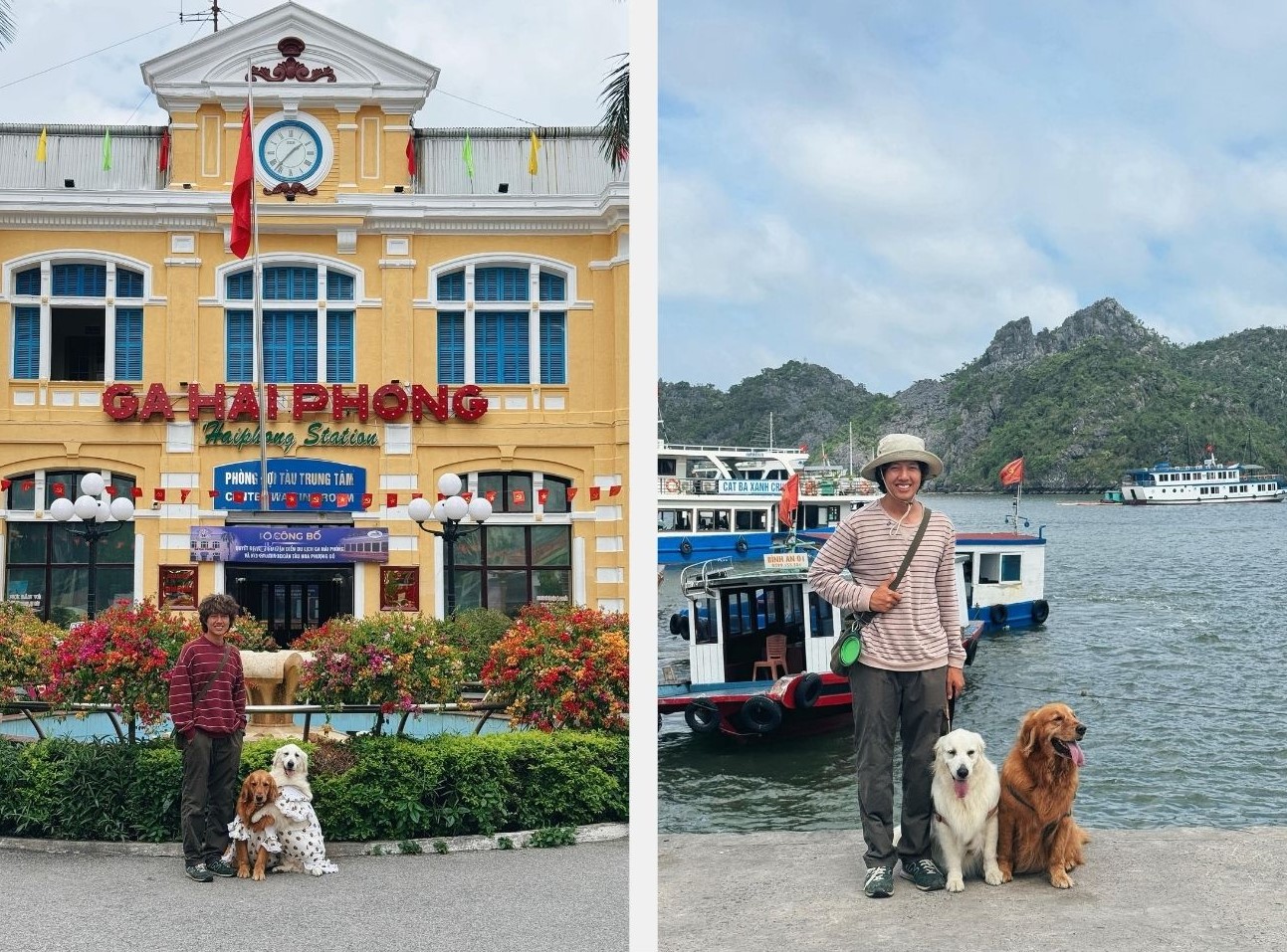 Truoc khi dat chan toi thu do, bo ba Binh Bong Bup check-in du thuyen Cat Ba, gap go rat dong dao nguoi ham mo o thanh pho Hai Phong.