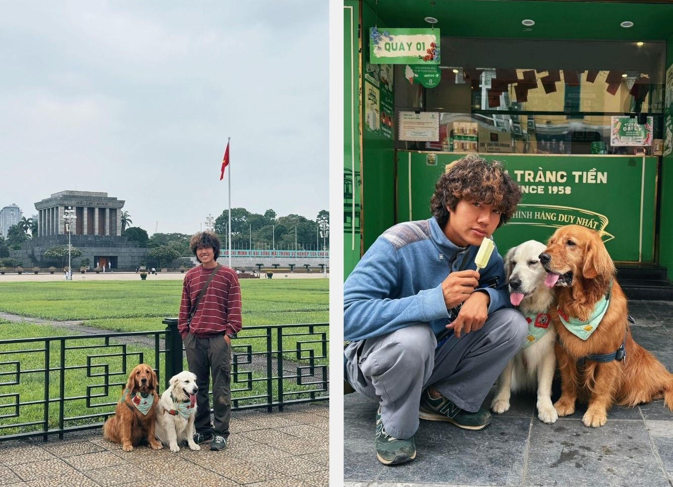 Sau hon 2 thang di chuyen gan 2000 km, nhom cua Binh da toi thu do Ha Noi vao nhung ngay cuoi thang 5, tan huong thoi tiet mat me sau con mua dau ne. O Ha Noi, ngoai dao bo Ho Guom, Binh va Bong Bup con check-in Lang Bac, an kem Trang Tien, cac cong vien, lang co o ngoai o...