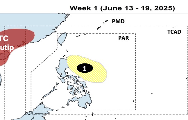 La baja presion cerca del Mar del Sur de China pronostica que se forma inmediatamente despues de Wutip. Foto: Pagasa