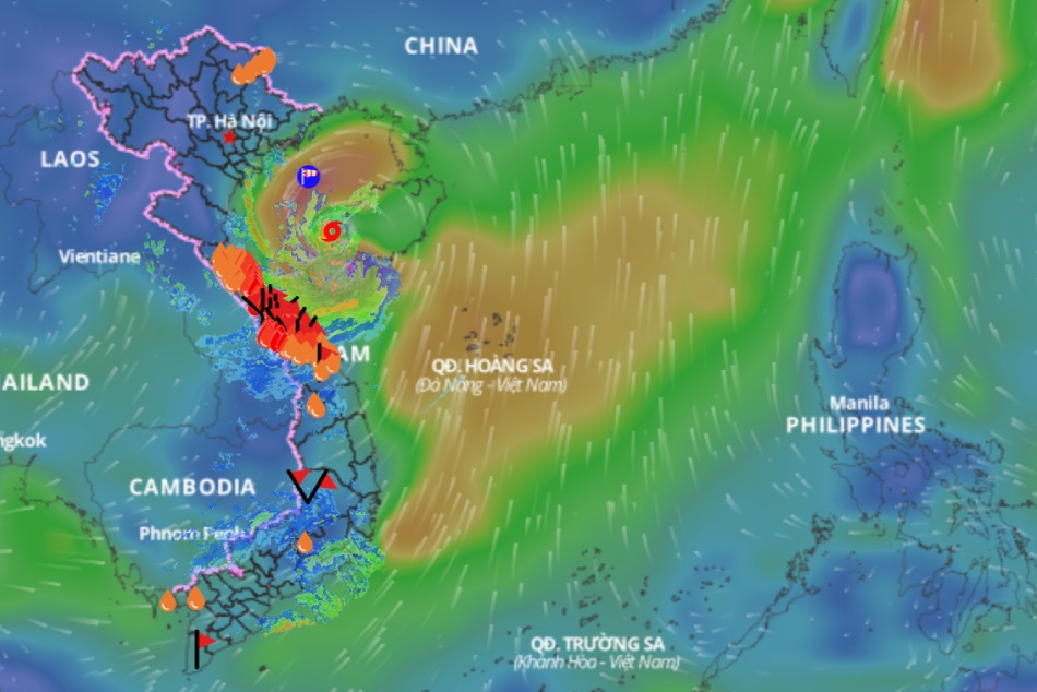 Actualice la posicion de la tormenta No. 1 a las 18:00 el 13 de junio. Fuente: Sistema de monitoreo de desastres naturales de Vietnam