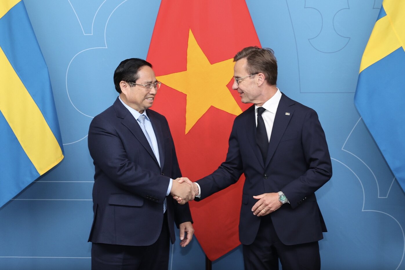 Politburo member, Prime Minister Pham Minh Chinh and Swedish Prime Minister Ulf Kristers. Photo: VGP