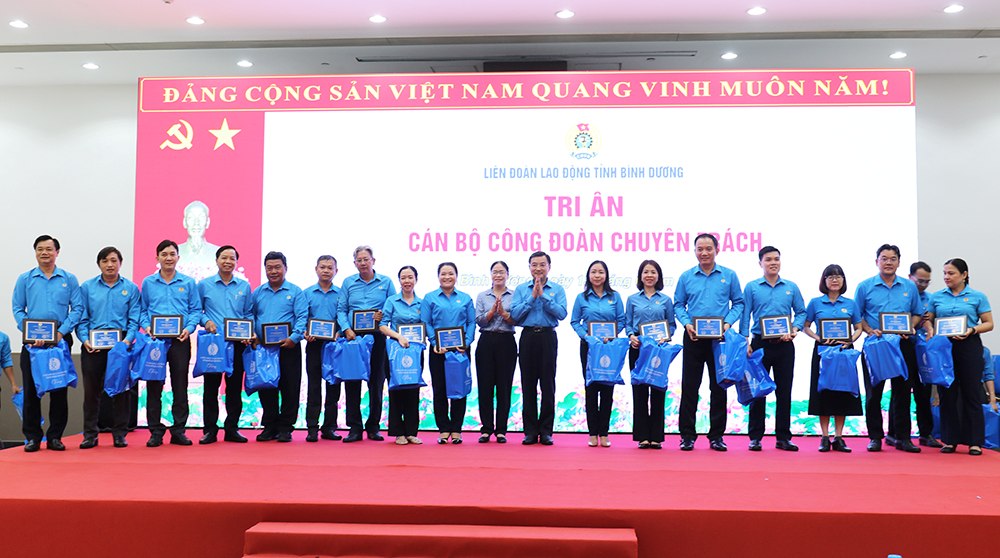 LDLD tinh tri an can bo Cong doan co tham nien cong tac trong he thong Cong doan tinh. Anh: Dinh Trong
