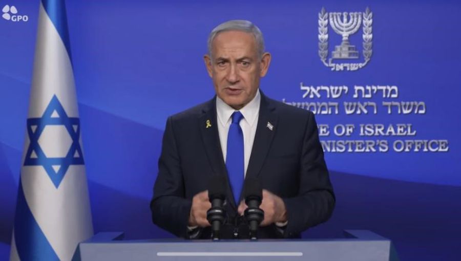 El primer ministro israeli Benjamin Netanyahu hablo en television el 13 de junio de 2025 despues de que Israel ataco a Iran. Foto: Xinhua