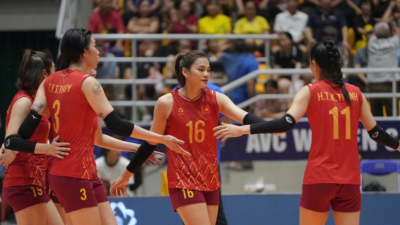 Reclutar voleibol femenino vietnamita para conocer a Filipinas en la final de la Copa de Naciones AVC 2025. Foto: VFV