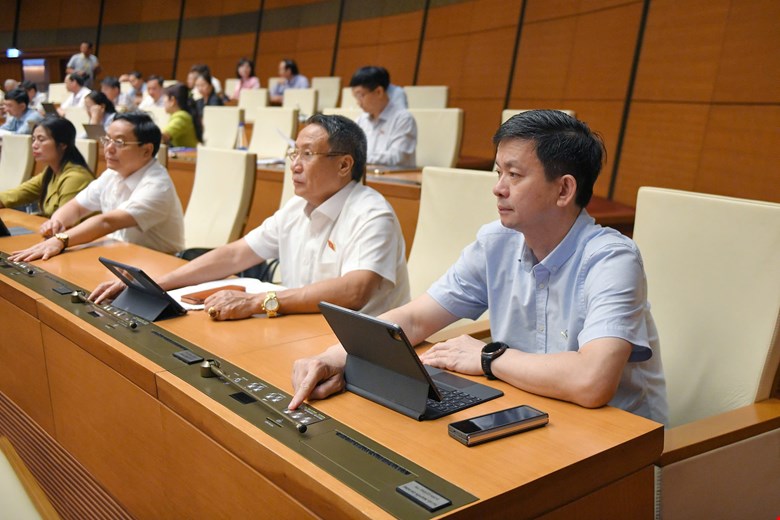 Dai bieu Quoc hoi bieu quyet thong qua Luat Quan ly va dau tư von nha nưoc tai doanh nghiêp. Anh: Quochoi.vn