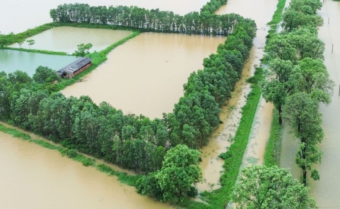El impacto de las tormentas 1 causo fuertes lluvias, muchos lugares en Quang Tri se inundaron, por lo que la localidad recomendo que las personas fueran cautelosas cuando se movian para evitar ahogarse. Foto: Han Nguyen