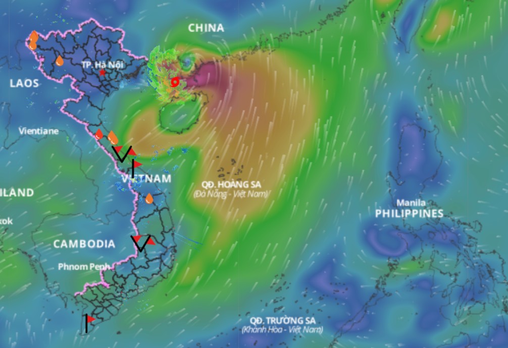 Actualice la posicion de la tormenta No. 1 a las 11 en punto el 14 de junio. Fuente: Sistema de monitoreo de desastres naturales de Vietnam