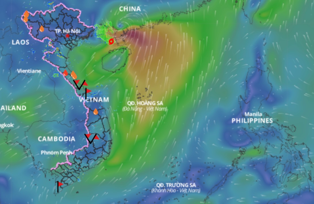 Actualice la posicion de la tormenta No. 1 a las 14:00 el 14 de junio. Fuente: Sistema de monitoreo de desastres naturales de Vietnam