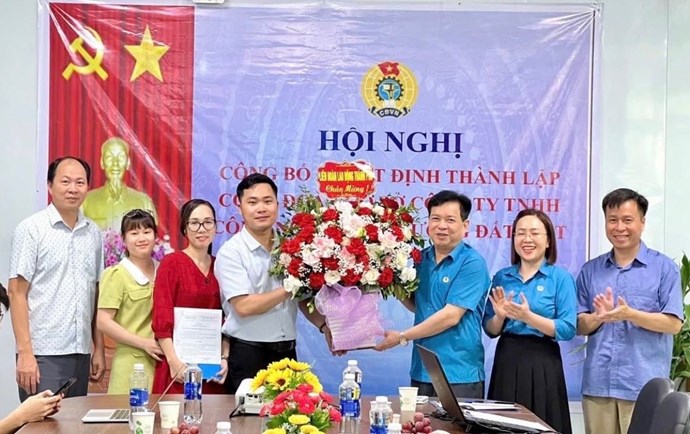 Thành lập công đoàn cơ sở với 37 đoàn viên ở thành phố Bắc Giang