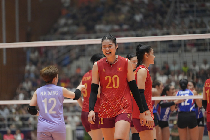 Viet Nam tiep tuc the hien suc manh trong set 3. Anh: VFV