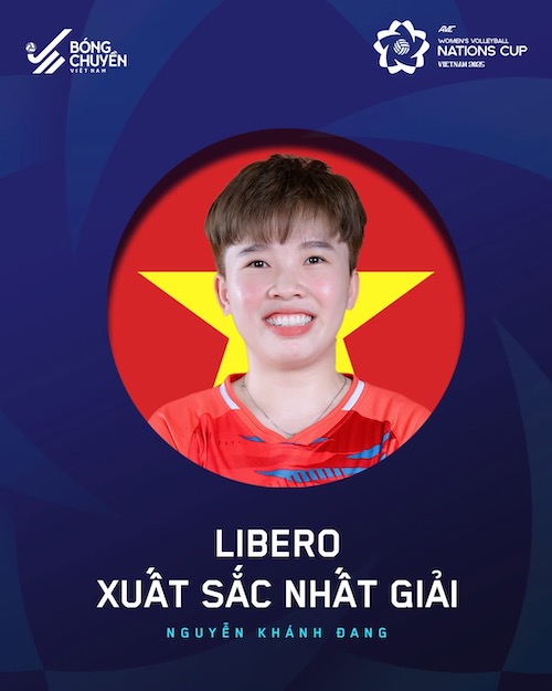 Khanh Dang la Libero xuat sac nhat giai. Anh: Bong chuyen Viet Nam