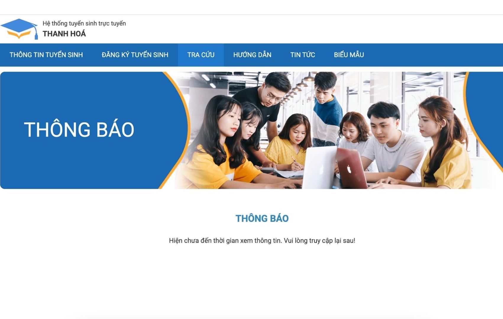 Giao dien website tra cuu diem thi vao lop 10 nam hoc 2025 - 2026 tai Thanh Hoa.
