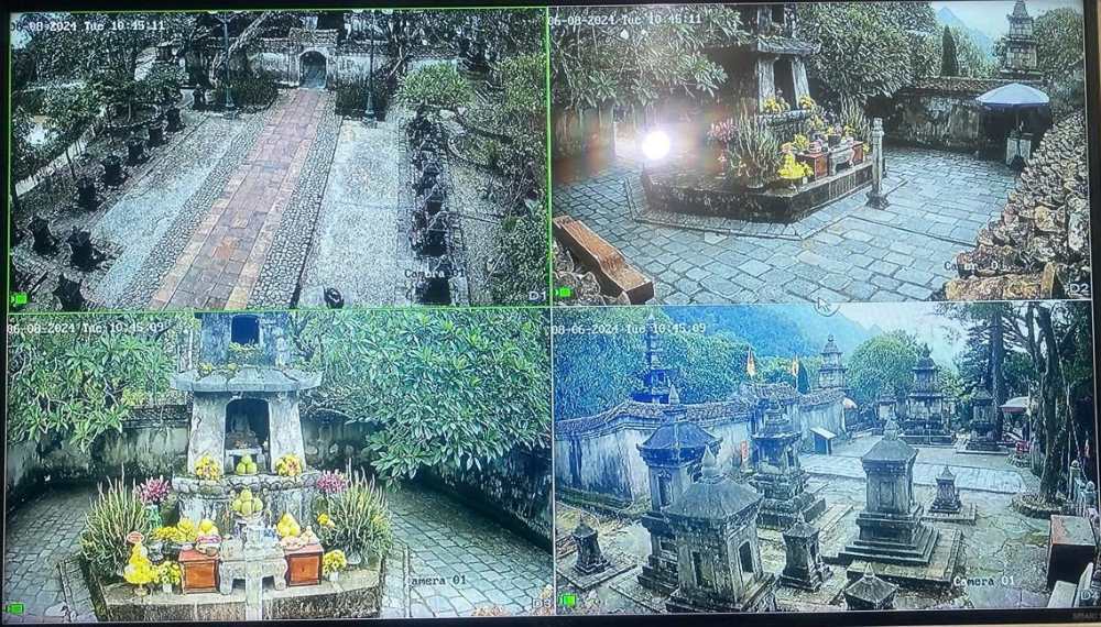 He thong camera theo doi, giam sat khu vuc vuon Thap Hue Quang - noi co bao vat quoc gia Tuong Phat hoang Tran Nhan Tong. Anh: Nguyen Hung