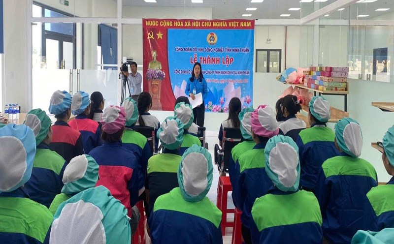 The ceremony to announce the establishment of the grassroots trade union of Innoflow NT Company Limited Branch in Ninh Thuan. Photo: Xuan Hanh