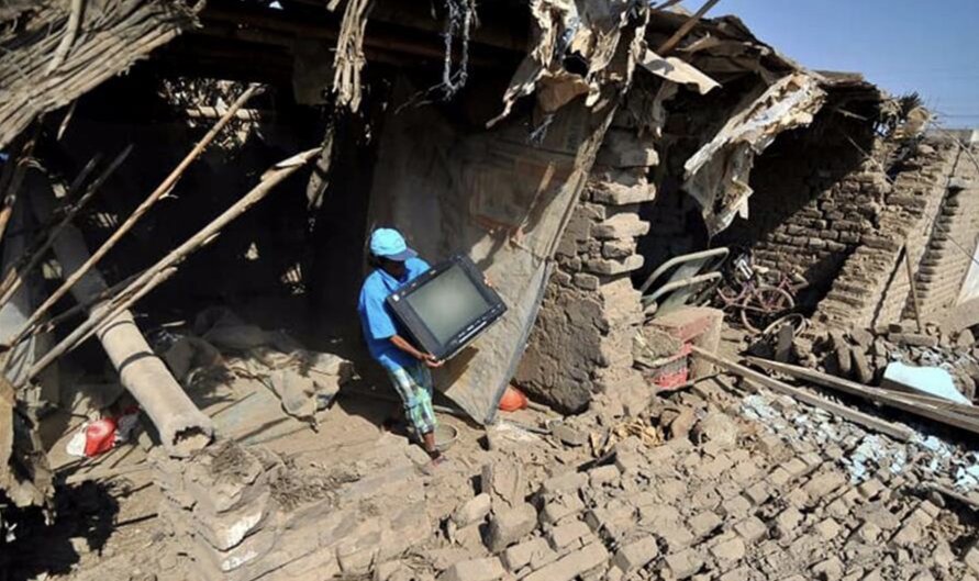 Hậu quả một trận động đất ở Peru. Ảnh: Xinhua