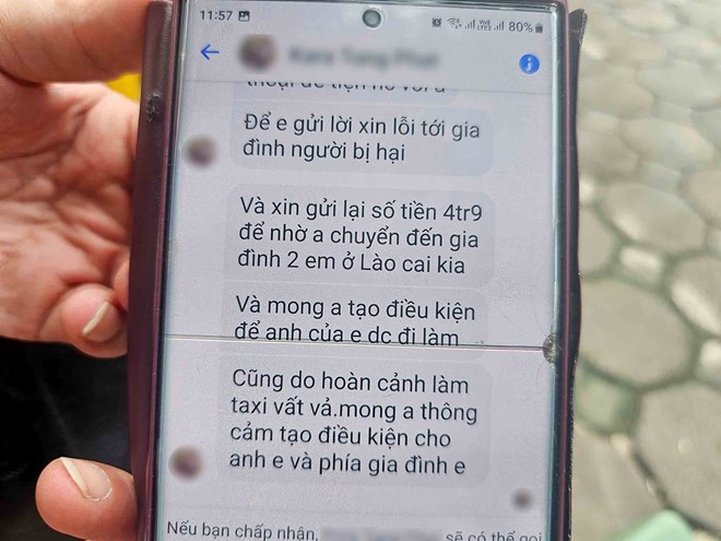 Lộ tin nhắn xưng là người nhà tài xế taxi xin trả lại gần 5 triệu đồng chặt chém