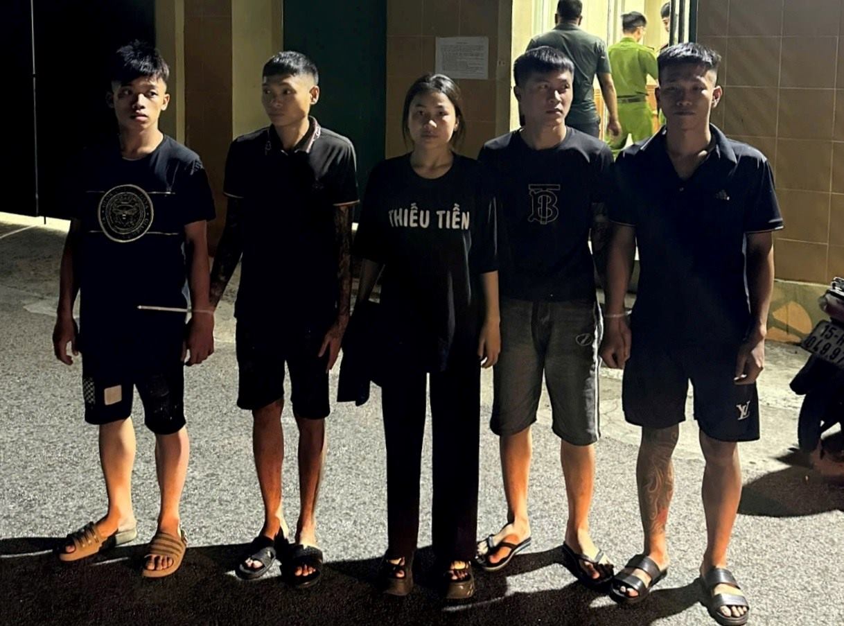 The Criminal Police Department temporarily detained 5 subjects for disturbing public order. Photo: Hai Phong Police