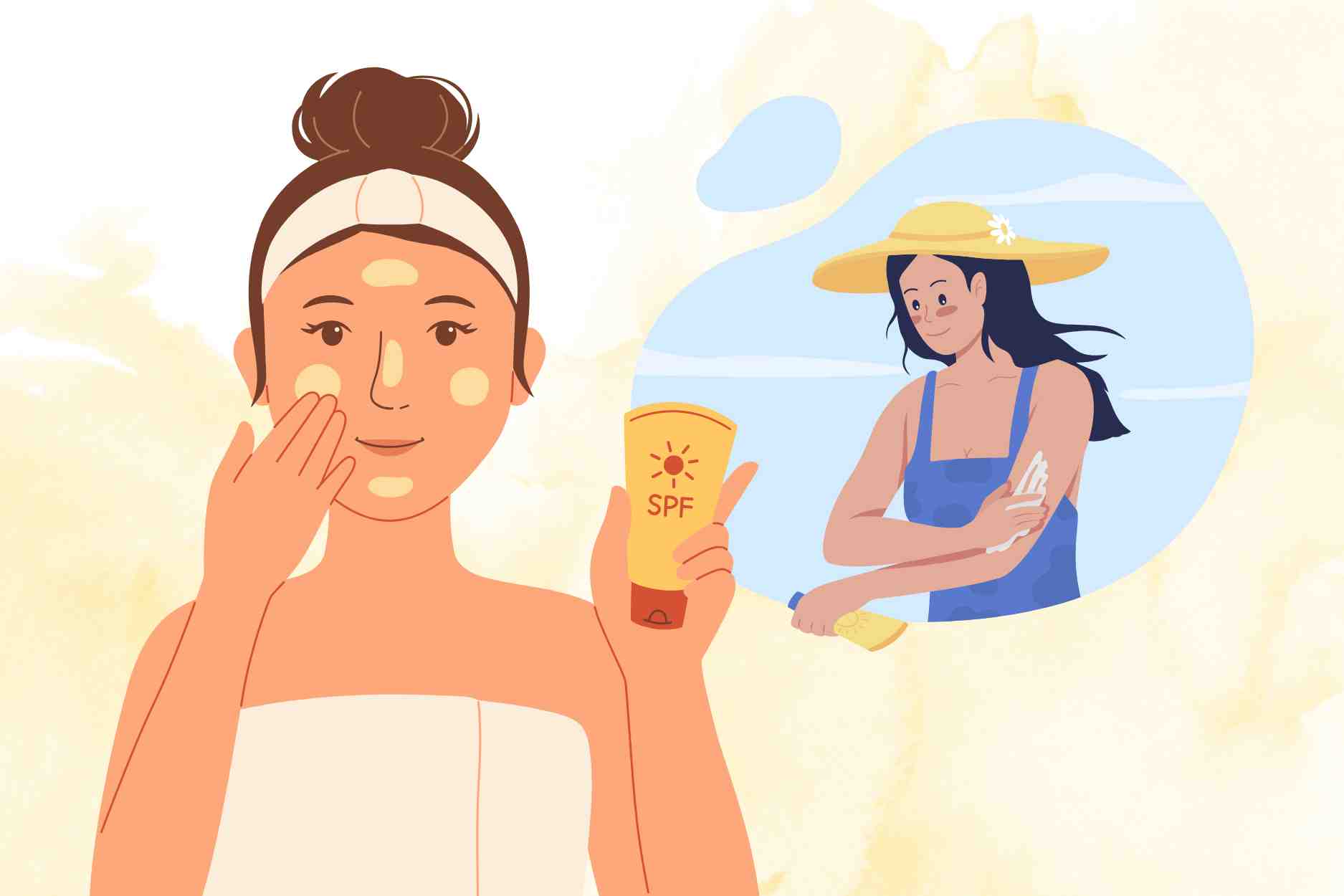 6 simple but effective ways to prevent skin from getting sunburned in summer. Graphics: Dinh Dinh
