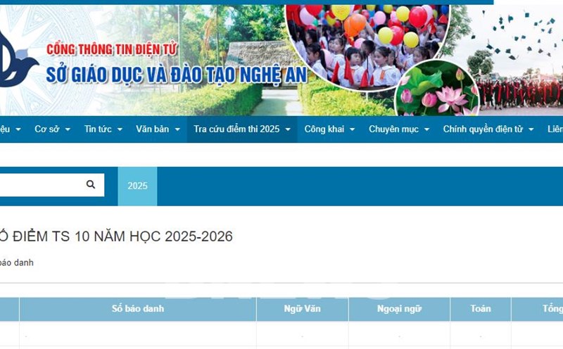 Candidates can look up the 10th grade entrance exam scores at the Nghe An Department of Education and Training's Electronic Information Portal. Photo: Ngoc Anh