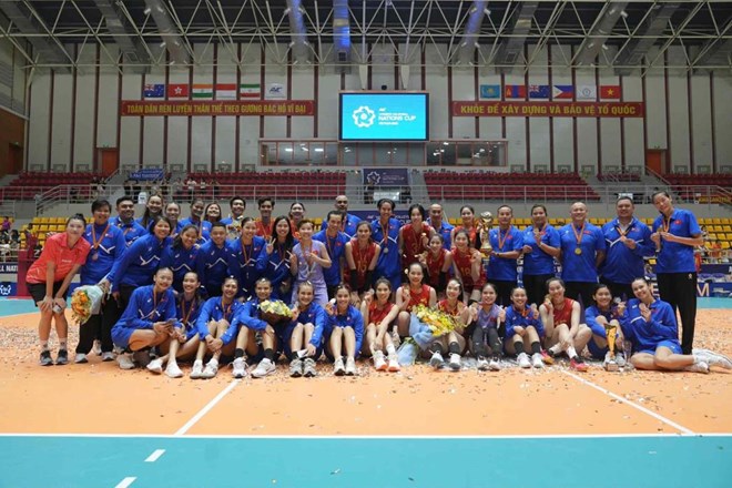 Tuyen bong chuyen nu Viet Nam vo dich AVC Nations Cup 2025. Anh: VFV