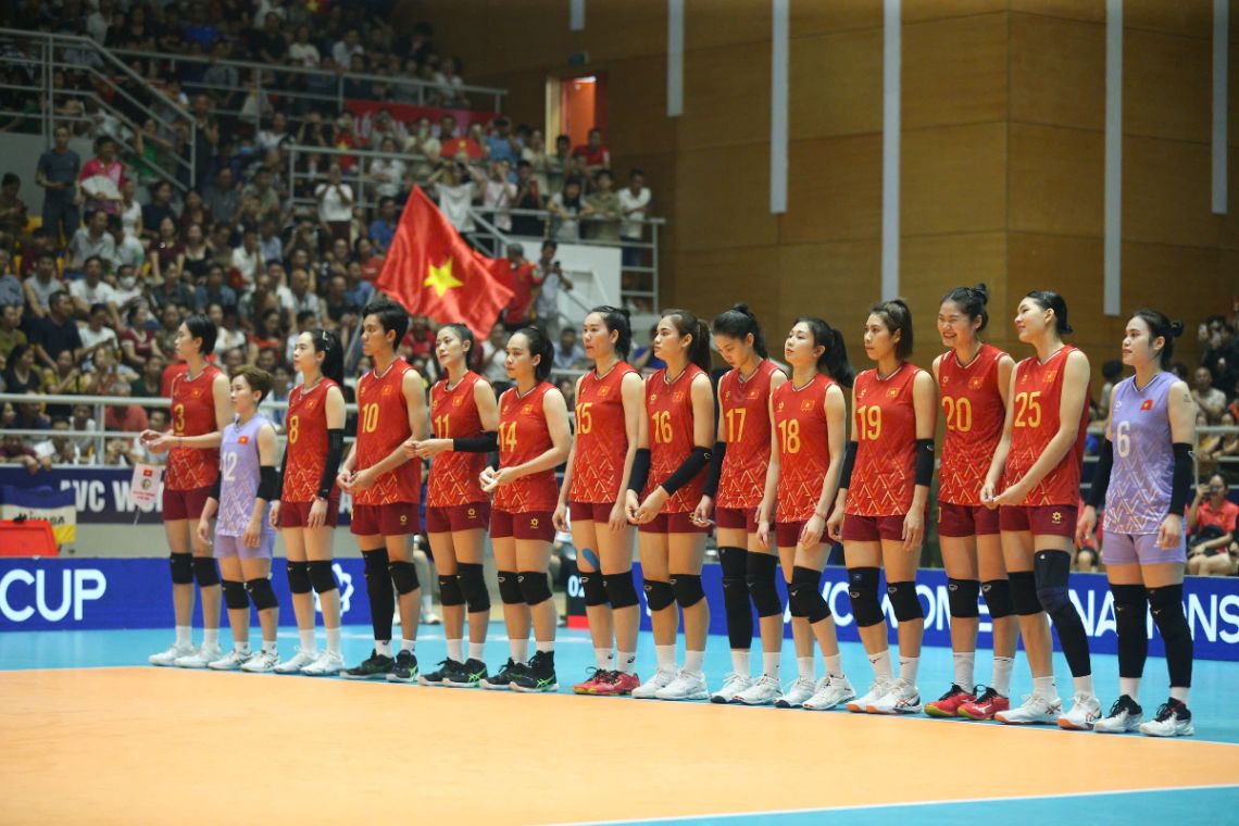 Reclutamiento de voleibol femenino vietnamita en AVC Nations Cup 2025. Foto: Quyet Thang