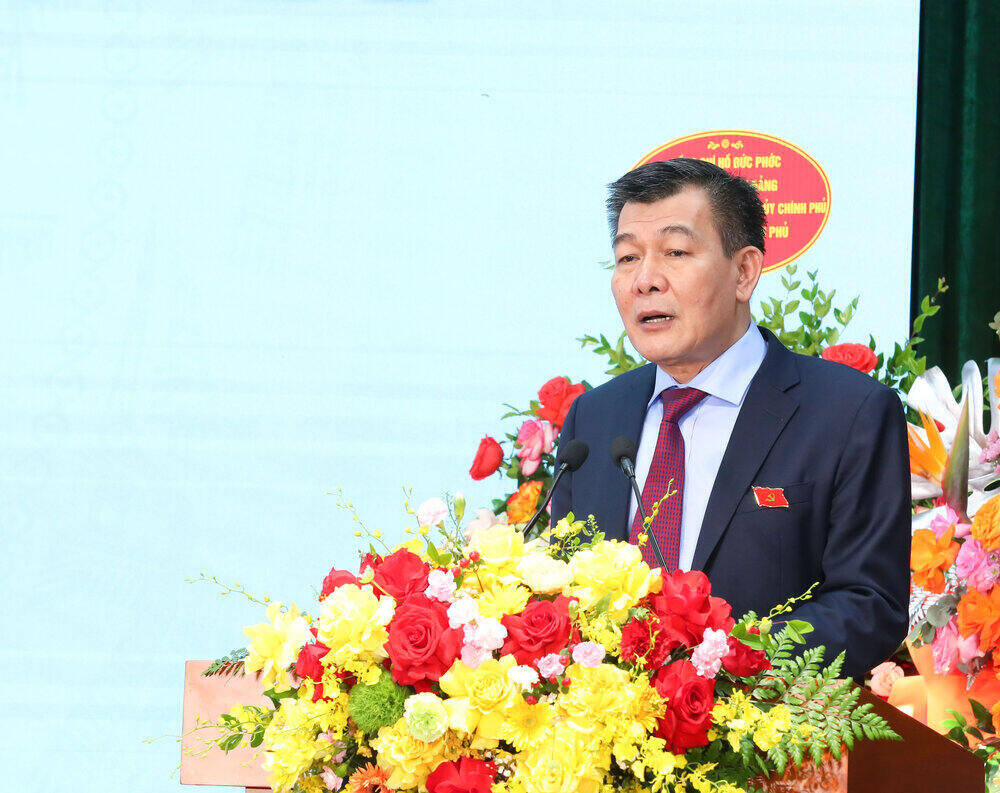 Pho Bi thu Dang uy Chinh phu Nguyen Duc Phong phat bieu chi dao. Ảnh: NHCSXH