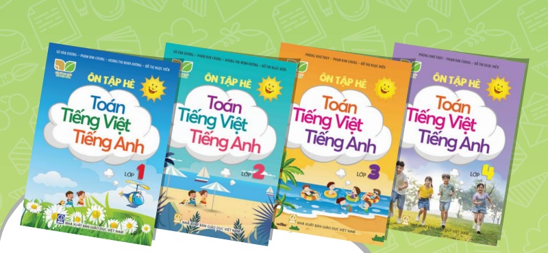 New reference books: Summer Math, Vietnamese, English for primary school students. Photo: NBEE