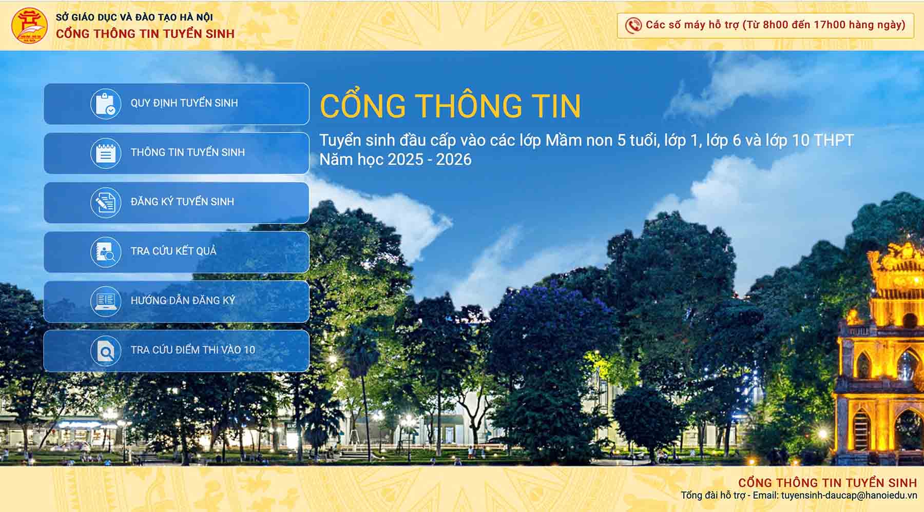 Admission portal of the Hanoi Department of Education and Training. Photo: Song Huu