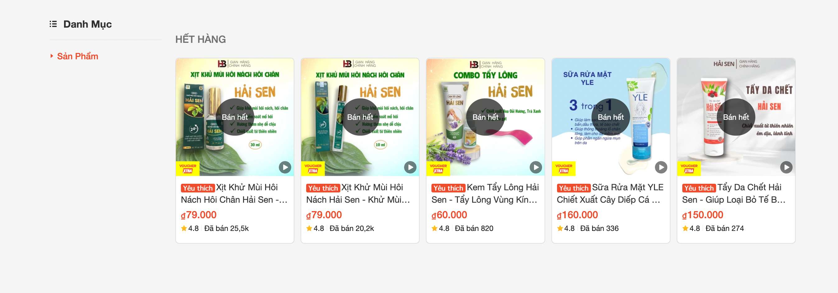 Cac san pham tren san Shopee cua Tikoker “Gia dinh Hai Sen” co gia ban dao dong tu 60.000-190.000 dong. Anh: Thach Lam