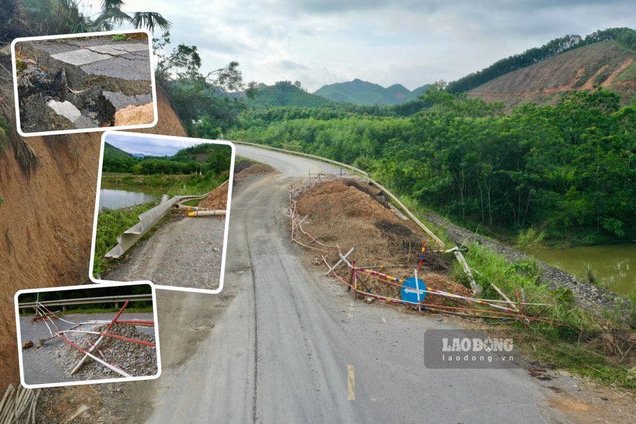 El peligro acecha en la carretera arterial que conecta Thai Nguyen - Bac Kan. Foto: Nguyen Hoan.
