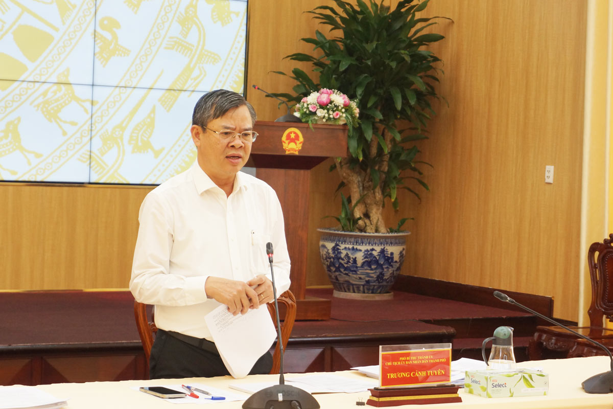 El Sr. Truong Canh Tuyen, presidente del Comite Popular de la Ciudad de Can Tho, hablo en la conferencia. Foto: Doan colgo